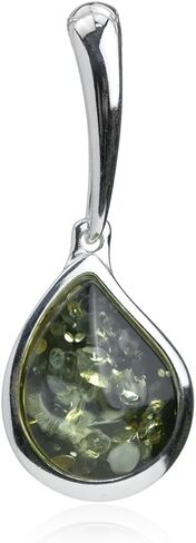 Green Amber Sterling Silver Drop Pendant in Saudi Arabia