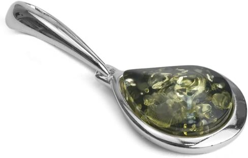 Green Amber Sterling Silver Drop Pendant in Saudi Arabia