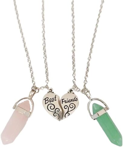 Fuqimanman2020 Matching Heart Friendship Necklace for 2 Split Heart Crystal Necklace for Teen Girls Friendship Jewelry Gift in Saudi Arabia