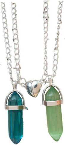 Fuqimanman2020 Matching Heart Friendship Necklace for 2 Split Heart Crystal Necklace for Teen Girls Friendship Jewelry Gift in Saudi Arabia