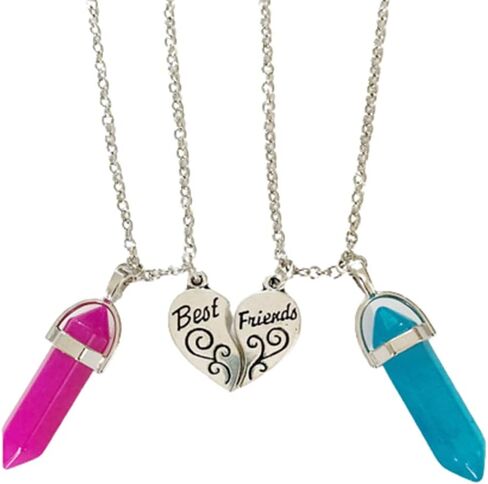 Fuqimanman2020 Matching Heart Friendship Necklace for 2 Split Heart Crystal Necklace for Teen Girls Friendship Jewelry Gift in Saudi Arabia