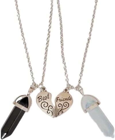 Fuqimanman2020 Matching Heart Friendship Necklace for 2 Split Heart Crystal Necklace for Teen Girls Friendship Jewelry Gift in Saudi Arabia
