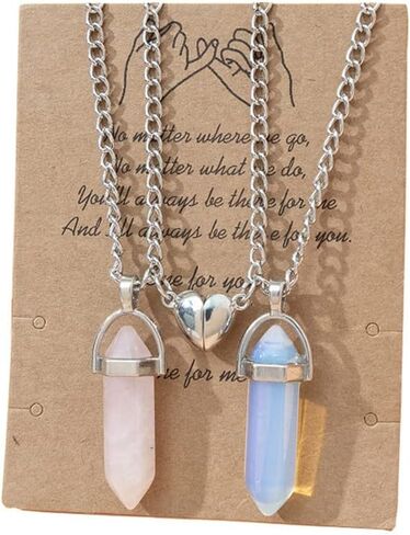 Fuqimanman2020 Matching Heart Friendship Necklace for 2 Split Heart Crystal Necklace for Teen Girls Friendship Jewelry Gift in Saudi Arabia