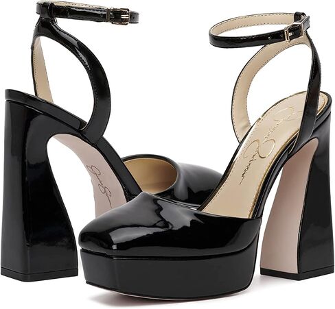 Jessica Simpson Women's Deirae Platform Ankle Strap Pump, Black, 6.5 in Saudi Arabia