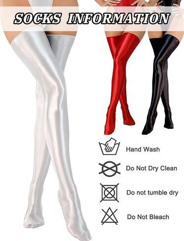 SEAUR Women's Shiny Oily Glossy Opaque Thigh High Stockings Bright Sexy Pantyhose Seamless Smooth Tights Stockings in Kuwait