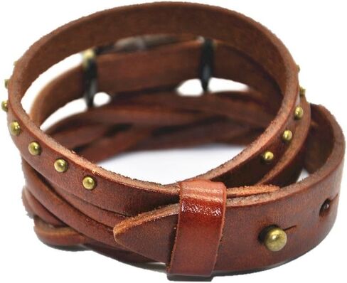 Genuine Leather Braided Strap Double Wrap Aound Watch for Women Vintage Bohemian Style Bronze Small 26mm Roman Number Dial Adjustable Wrap WatchBrown in Saudi Arabia