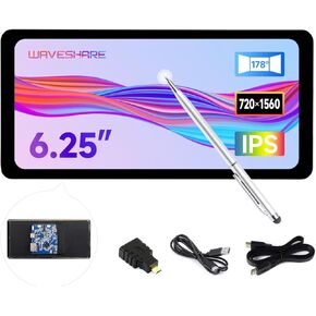 waveshare 6.25inch Capacitive Touch Display, Compatible with Windows 11/10/8.1/8 /7, Supports Raspberry Pi 5/4B/A+/B+/2B/3B/3B+/Zero W/Zero WH, HDMI Interface, IPS Panel, 5-Point Touch