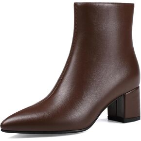 Women's Ankle Boots Pointed Toe Chunky Block Heel Short Boots for Women Low Heeled Booties