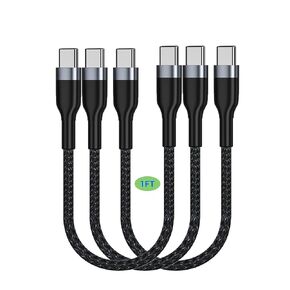 USB C to USB C Cable 1FT 3Pack, 12 inch Short PD 60W Type C Fast Charge Cord Compatible with Samsung Galaxy S21/S21+/S20+ Ultra Note 20, Pixel 4/3 XL, MacBook Air iPad Pro 2020