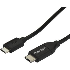 StarTech.com كابل USB C إلى Micro USB بطول 2 متر و6 أقدام - كابل شحن USB-C إلى Micro USB - USB 2.0 نوع C إلى Micro B - متوافق مع Thunderbolt 3 (USB2CUB2M)