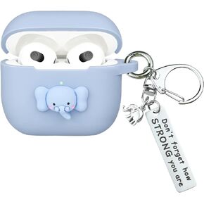Wonhibo for Airpods 3 Case, Cute Kawaii Animal Cover for Airpod 3rd Gen 2021 Generation with Keychain (Khaki Bear) in Kuwait
