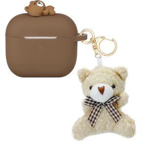 Wonhibo for Airpods 3 Case, Cute Kawaii Animal Cover for Airpod 3rd Gen 2021 Generation with Keychain (Animal Bear)