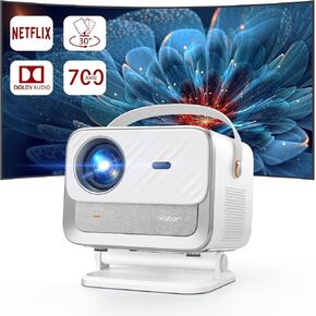 [Netflix Licensed/Dolby Audio] YABER V12 Projector with WiFi6 and Bluetooth 5.2, 700 ANSI 1080P Outdoor Movie Projector, 20W Speakers, Auto Focus & Keystone, Smart Home Theater Projector with Apps