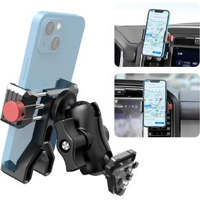 Aluminum Phone Mount for Ford F-150 2021-2024, Ford F-250/F-350 2023-2024, F-150 Lightning XL&PRO, Vent Cell Phone Holder with 360° Rotation Ball Head Adapter Compatible with iPhone & Android