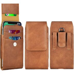 Tekcoo [RFID Blocking] Phone Holster for iPhone 14 Samsung Galaxy Moto G Pure Stylus Power 5G 4G Edge 5G UW OnePlus Nord Revvl 6 Pro PU Leather Belt Pouch Clip Carrying Wallet Case Card Holder Slots