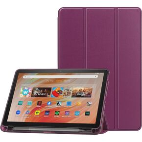 Slim shell Clear Case for Amazon Fire Max 11 tablet (13th Generation, 2023 Release),Fire Max 11 tablet Case Cover with Auto Sleep/Wake Function and Built in Pen Holder-Purple