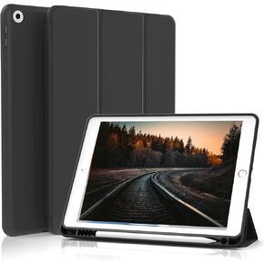 حافظة Kenke iPad Air الجيل الثالث مع حامل قلم رصاص 10.5 بوصة 2019، حافظة iPad 10.5 بوصة مع غطاء خلفي ناعم من مادة TPU هجين نحيف ثلاثي الطي وغطاء واقٍ للاستيقاظ/النوم التلقائي (أخضر داكن)