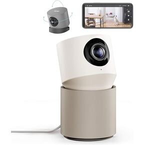 Hoop Indoor Home HD Security Camera, Night Vision, 350° Pan/Tilt, Motion and Sound Detection, Two-Way Audio, Easy 60-Second Setup, 2.4GHz and 5GHz Wi-Fi Compatible (PRO White)