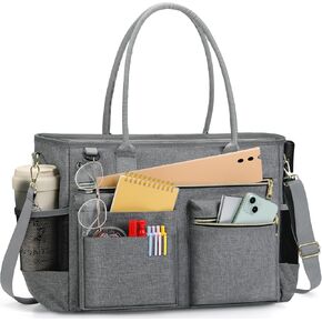 RAINSMORE Laptop Bag for Women 15.6 Inch Work Teacher Tote Bag Nurse Bag Professional Laptop Tote Computer Messenger Shoulder Bag Large Handbag Business Office Work Bag Briefcase Black