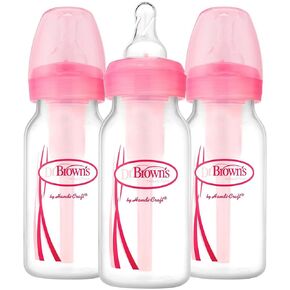 Dr. Brown's Baby Bottle, 4 Ounce, 3-Count - Pink