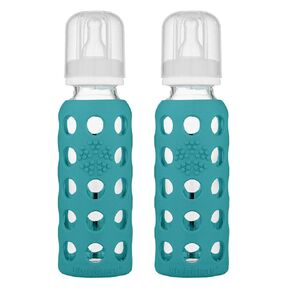 Lifefactory Glass Baby Bottles with Silicone Protection - 2-Pack, 9 oz Bottles, Kale