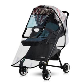 Baby Stroller Rain Cover with Eye Protection Film Universal Waterproof Ventilated Wind Weather Shield Windproof EVA Baby Travel Stroller Accessories