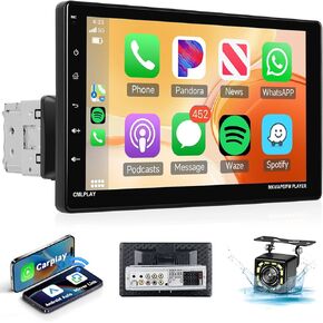 Hodozzy Single Din Car Stereo Wireless Carplay and Android Auto,9 Inch IPS Touchscreen Car Radio with Bluetooth Mirror Link FM/AM/RDS Radio EQ Backup Camera Support SWC/USB/AUX/TF