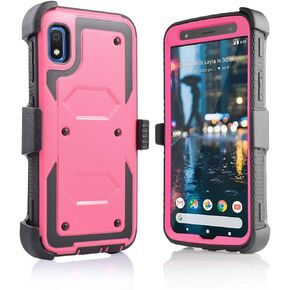 for Samsung Galaxy A10e Case, Heavy Duty Shockproof Built in Screen Full Body Protection Case Cover with Swivel Belt Clip and Kickstand for Samsung Galaxy A10e 5.8inch (Black)