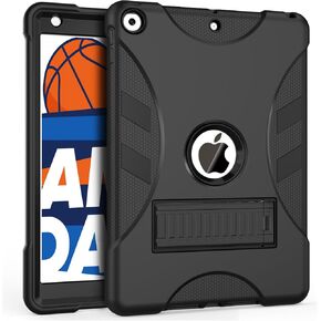 Rantice Case for iPad 9th/8th/7th Generation 2021/2020/2019 - Heavy Duty Shockproof Rugged Protective Case iPad 10.2" Cover with Built-in Stand (Black)