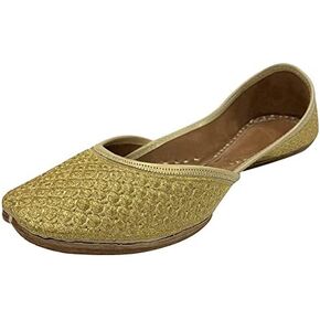 Punjabi Jutti for Women Gold Zari Handmade Shoes Soft Flat Mojari Beaded Traditional Formal Ethnic Designer Jooti