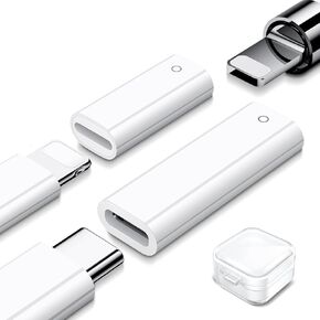Jiunai 2 Pack Adapter Compatible with Apple Pencil Adapter Female to Female for Lightning Adapter + USB-C to Pencil 1st Generation Adapter Tablet Bluetooth Pair Female Charger for Apple Pencil 1st Gen