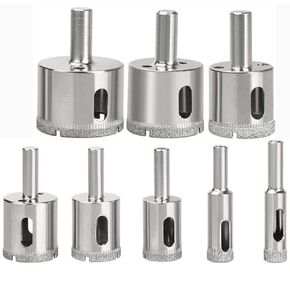 Diamond Drill Bit Hole Saw Set 3/8, 1/2, 3/4, 1 inch, 1-1/4, 1-3/8, 1-1/2, 1 3/4 Inch Ceramic, Porcelain, Glass, Quartz, Granite, Marble Drilling Hole Making Tile 8 PCS Set