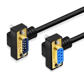 DB9 RS232 Serial Port Cable Down Right Angle Male to Female 9 Pin Gold Plated RS232 COM Port Connection Cable (1 Meter)
