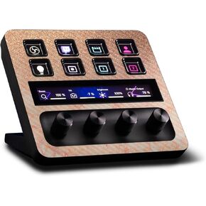 MightySkins Carbon Fiber Skin Compatible with Elgato Stream Deck + Flashy Apricot Marble | Protective, Durable Textured Carbon Fiber Finish | Easy to Apply