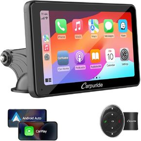 2024 Carpuride 7 inch with Steering Wheel Controls, Portable Carplay & Android Auto, 1080P IPS HD Touch Car Play Screen with Mirror Link, Siri, Bluetooth Audio, GPS Navigation
