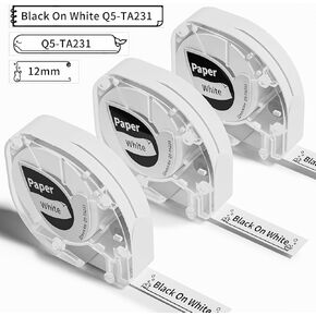 P12 Label Maker Tape Replacement for Dymo Label Maker Refills White Paper 91330 10697,Compatible with Dymo Letratag Refills 12mm x 4m for Letra Tag LT100H 200B Phomemo P12 P12 Pro Label Maker