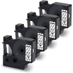 Compatible with Dymo D1 45010 Black on Clear Label Tape Refills S0720500, 1/2 Inch x 23 Ft(12mm x 7m) for LabelManager 160 280 220P 450 360D 210D Label Maker, 4 Pack