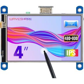 waveshare 4inch Resistive Touch Screen LCD Compatible with Raspberry Pi 4B/3B+/3A+/2B/B+/A+/Zero/Zero W/WH/Zero 2W CM3+/4 480×800 Resolution HDMI IPS Supports Windows