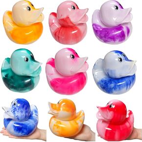 Large 6" Tall Marble Rubber Duckies (1 Duck (Random Color)) Collectable Colorful Squeaky Ducks Great for Dash Display and Bath Play (1)
