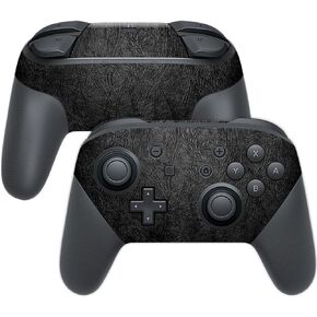 MightySkins Skin Compatible with Nintendo Switch Pro Controller - Black Leather | Protective, Durable, and Unique Vinyl Decal wrap Cover | Easy to Apply, Remove, and Change Styles | Made in The USA