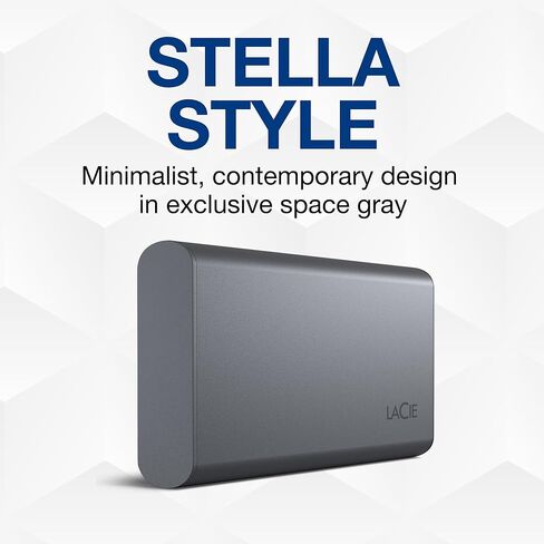 محرك الأقراص المحمول LaCie Mobile Drive SECURE 1 تيرابايت SSD محمول - رمادي فلكي، USB-C 3.2، لأجهزة الكمبيوتر الشخصية وأجهزة Mac، مواد معاد تدويرها، مع خطة Adobe All Apps وخدمات الإنقاذ (STKH1000800) in Saudi Arabia