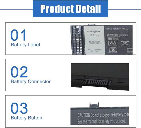 بطارية Dentsing N71FM متوافقة مع Dell Precision M4600 M4700 M4800 M6600 M6700 M6800 Series Notebook PG6RC FJJ4W T3NT1 11.1V 65Wh/5700mAh 6-Cell in Saudi Arabia