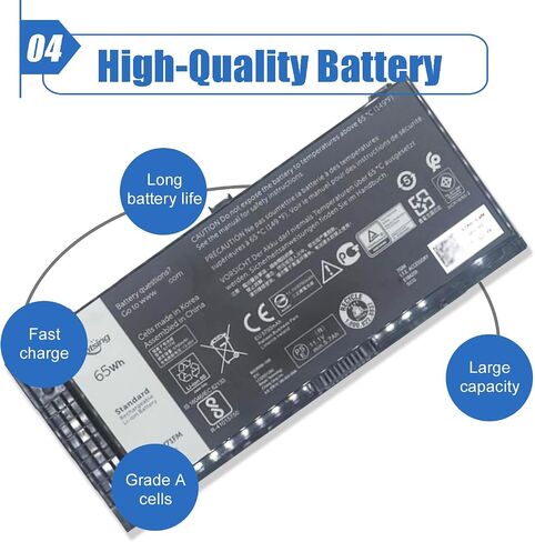بطارية Dentsing N71FM متوافقة مع Dell Precision M4600 M4700 M4800 M6600 M6700 M6800 Series Notebook PG6RC FJJ4W T3NT1 11.1V 65Wh/5700mAh 6-Cell in Saudi Arabia