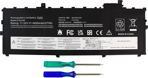 01AV430 SB10K97587 Laptop Battery Replacement for Lenovo ThinkPad X1 Carbon 5th Gen 2017 6th Gen 2018 Series 01AV431 SB10K97588 01AV494 SB10K97586 01AV429 SB10K97586 11.52V 57WH 4950mAh in Saudi Arabia