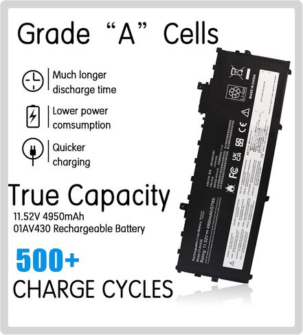 01AV430 SB10K97587 Laptop Battery Replacement for Lenovo ThinkPad X1 Carbon 5th Gen 2017 6th Gen 2018 Series 01AV431 SB10K97588 01AV494 SB10K97586 01AV429 SB10K97586 11.52V 57WH 4950mAh in Saudi Arabia