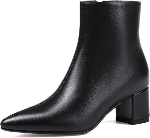 Women's Ankle Boots Pointed Toe Chunky Block Heel Short Boots for Women Low Heeled Booties in Saudi Arabia