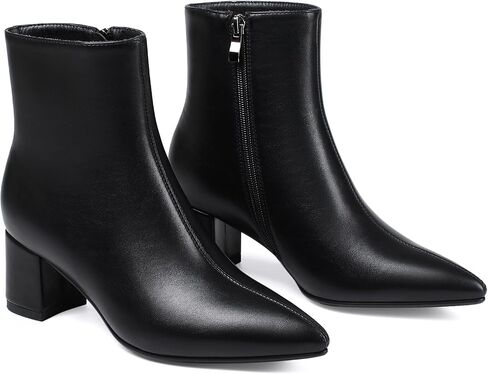 Women's Ankle Boots Pointed Toe Chunky Block Heel Short Boots for Women Low Heeled Booties in Saudi Arabia