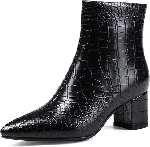 Women's Ankle Boots Pointed Toe Chunky Block Heel Short Boots for Women Low Heeled Booties in Saudi Arabia
