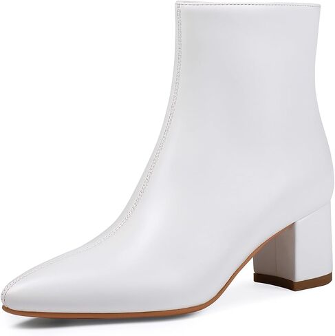 Women's Ankle Boots Pointed Toe Chunky Block Heel Short Boots for Women Low Heeled Booties in Saudi Arabia