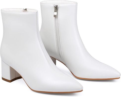 Women's Ankle Boots Pointed Toe Chunky Block Heel Short Boots for Women Low Heeled Booties in Saudi Arabia